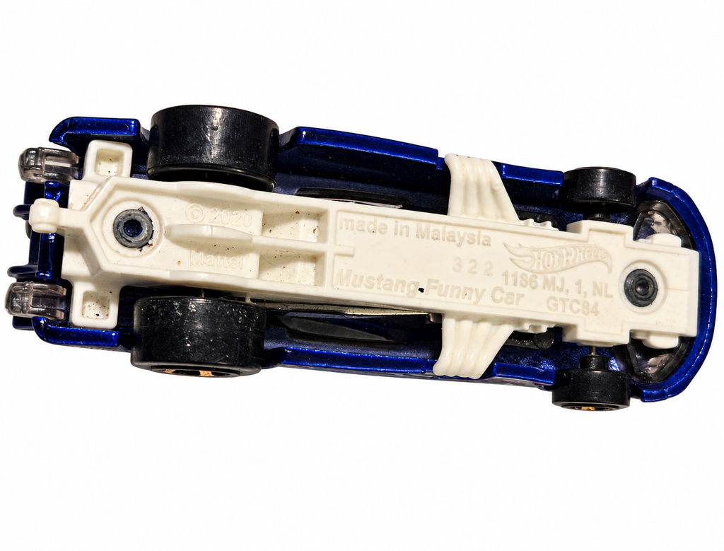 2023 Hot Wheels Mustang NHRA Funny Car dark blue on white background