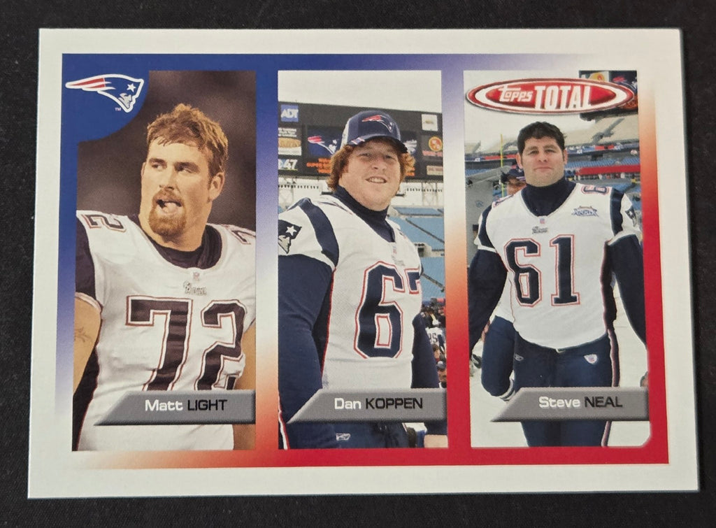 2005 Topps Total 437 Matt Light Dan Koppen Steve Neal RC Patriots card front
