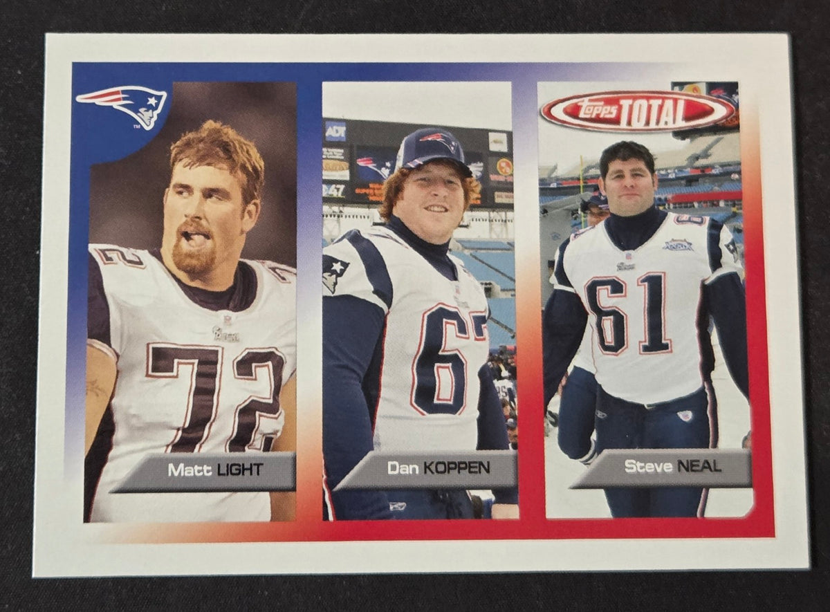 2005 Topps Total 437 Matt Light Dan Koppen Steve Neal RC Patriots card front