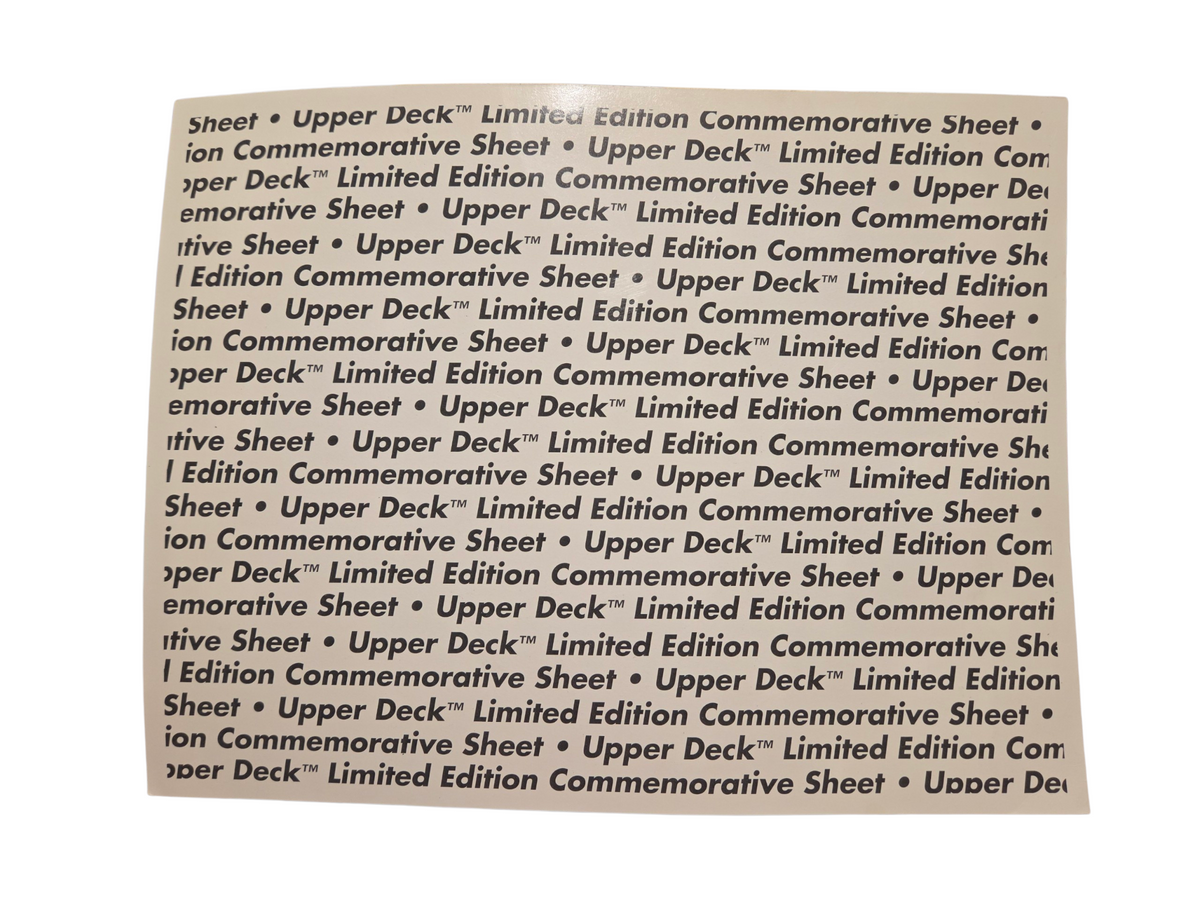 Back of Upper Deck limited edition commemorative sheet