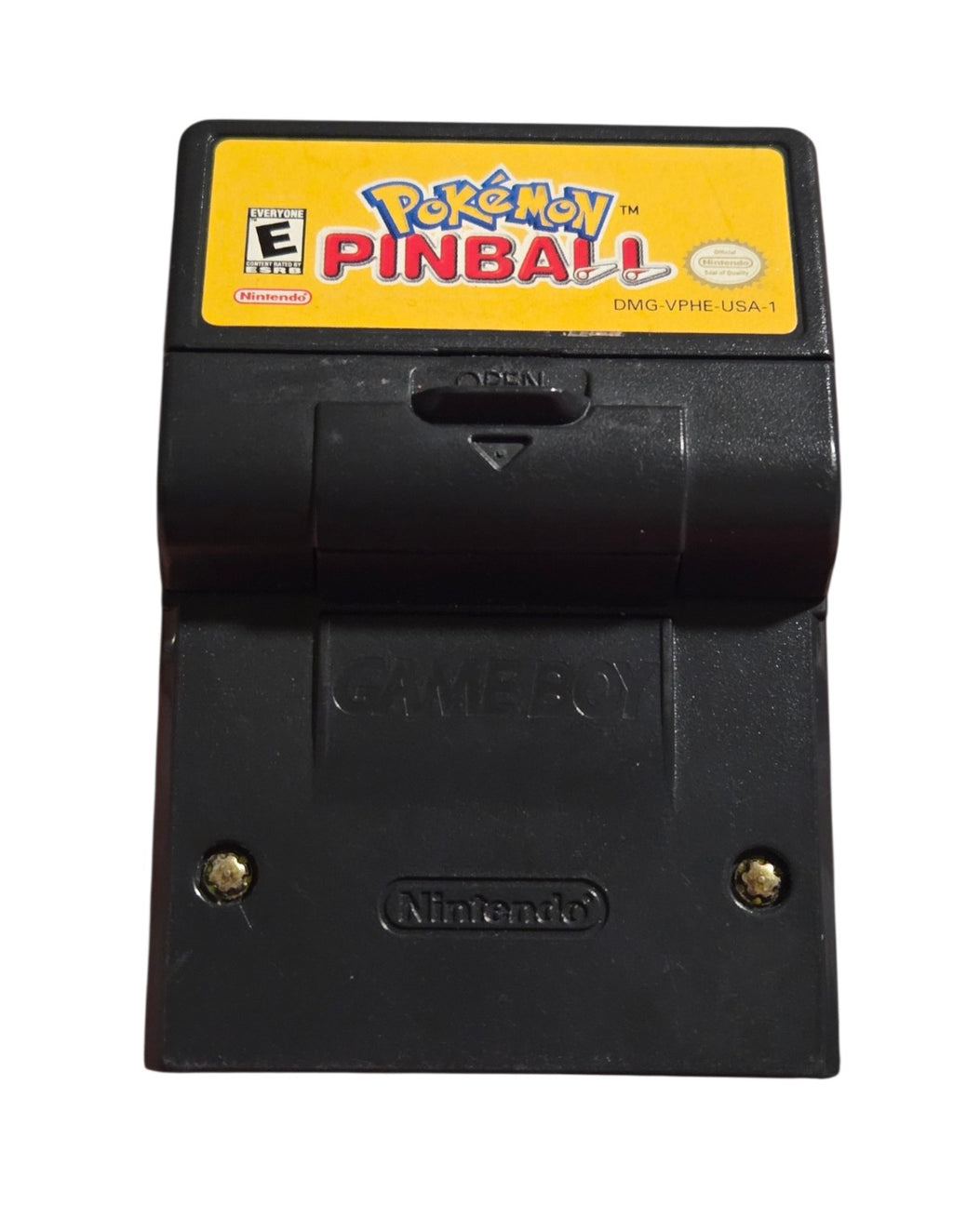 Pokémon Pinball USA cartridge front with rumble battery cover