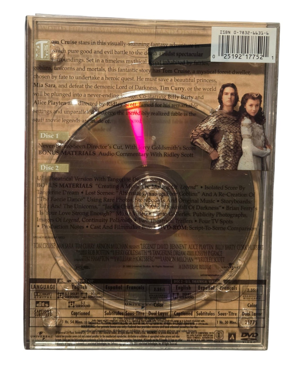 Legend Ultimate Edition DVD back packaging and special features