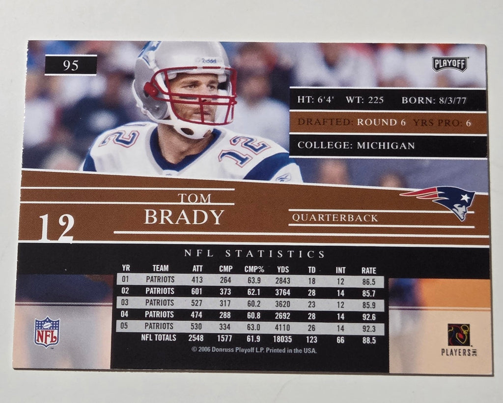 2006 Playoff Prestige Tom Brady 95 card back