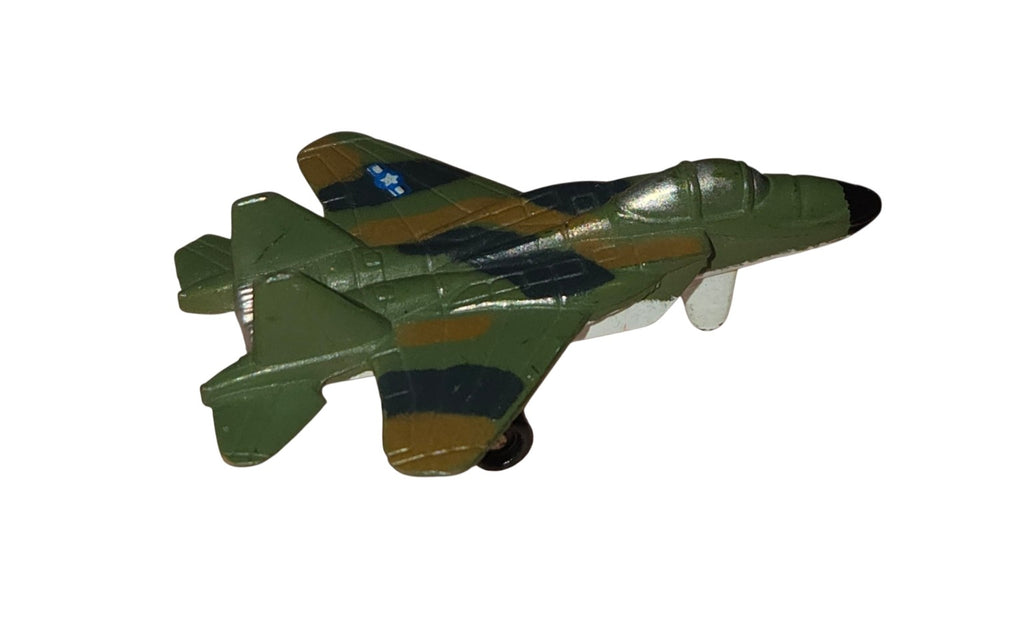 Camouflage miniature jet opposite side with green brown and dark camouflage