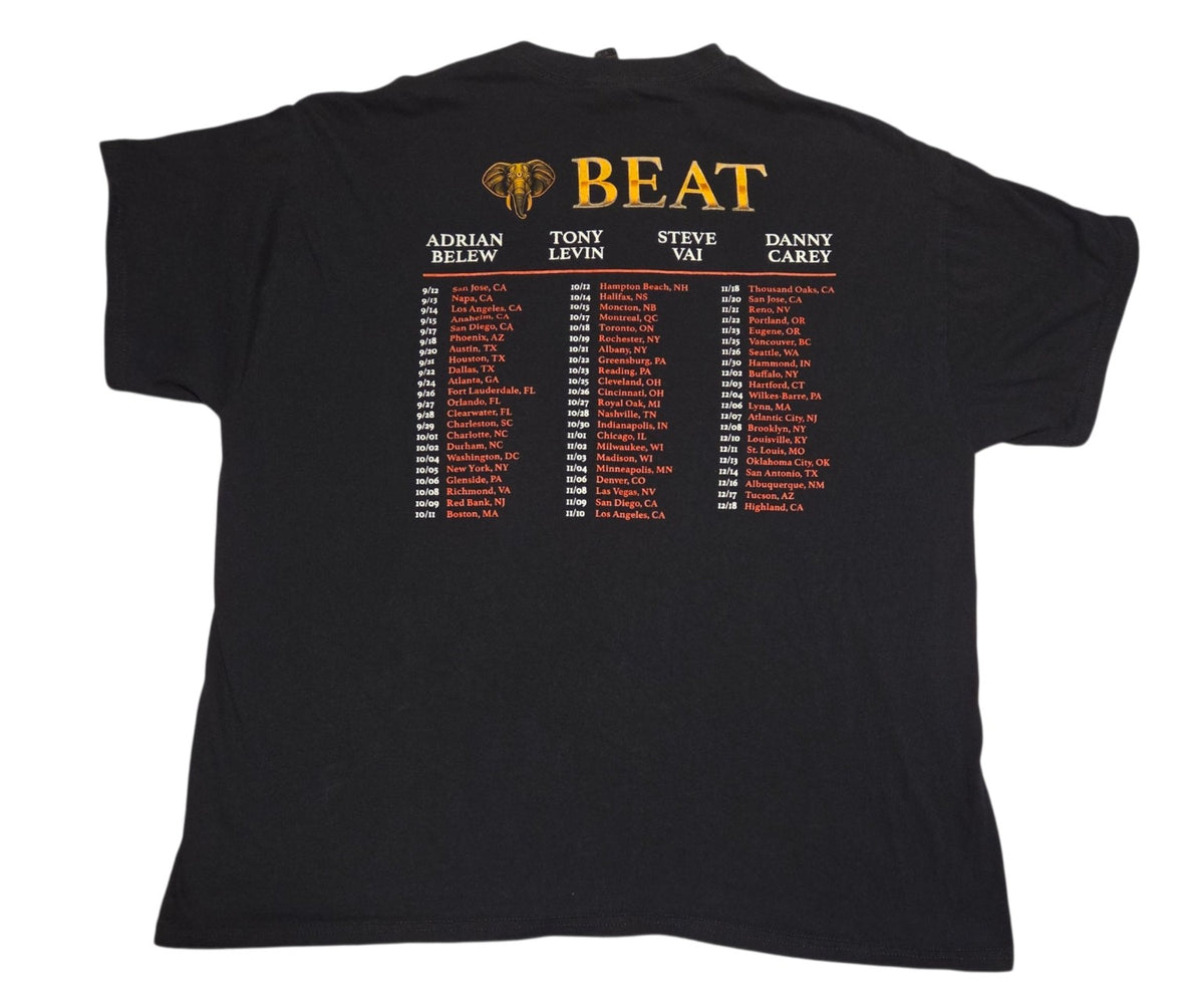 Back of BEAT shirt with Adrian Belew, Tony Levin, Steve Vai, Danny Carey and tour dates