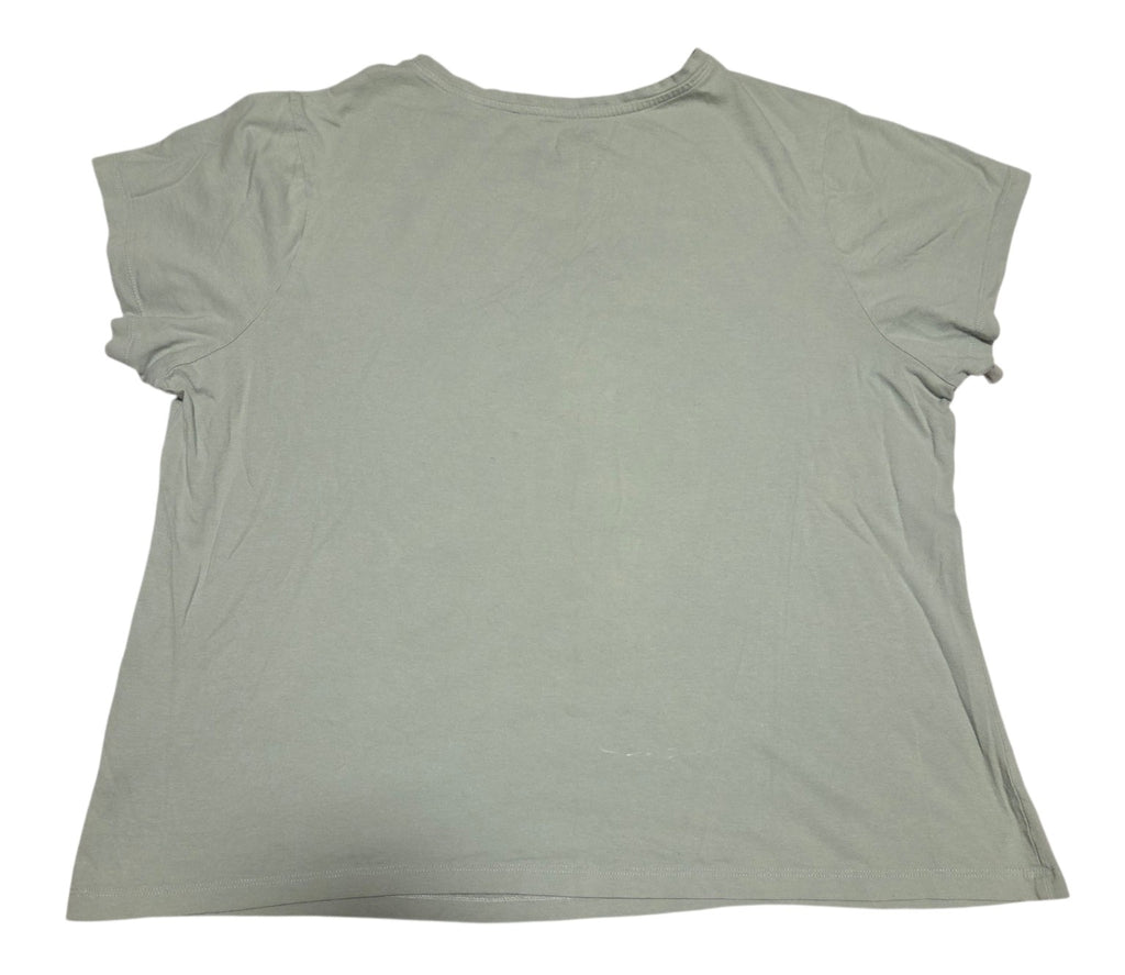 Plain back of sage Garfield shirt showing overall condition