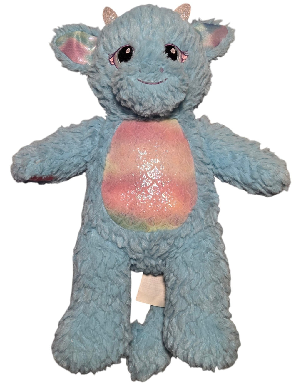 Blue Enchanted Dragon without dress showing rainbow scale belly