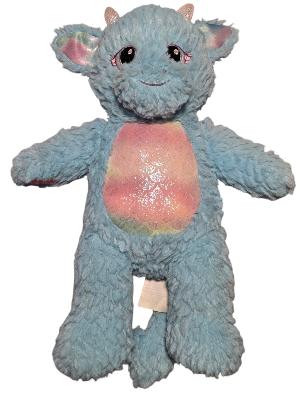 Blue Enchanted Dragon without dress showing rainbow scale belly