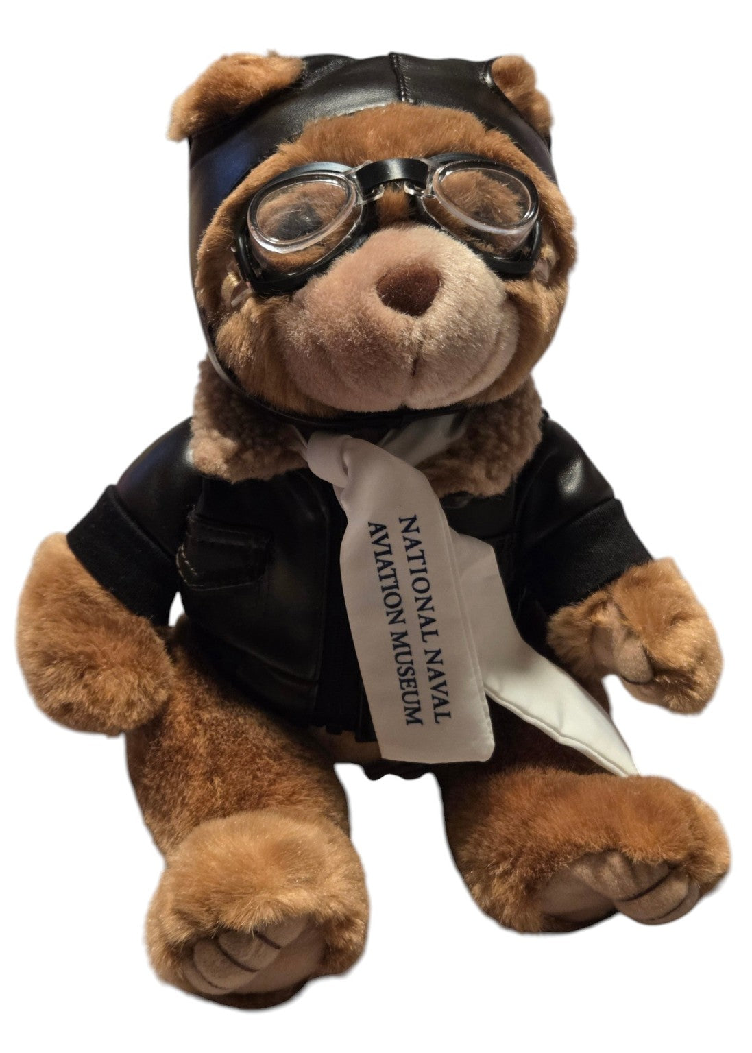 National Naval Aviation Museum aviator teddy bear front with goggles and scarf