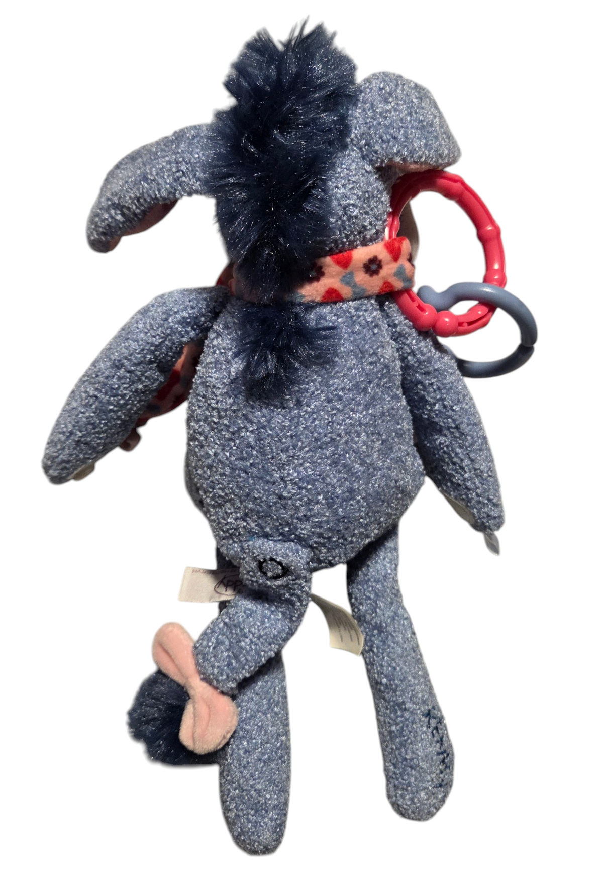 Eeyore Sidekick back with blue mane, attached rings and pink tail bow