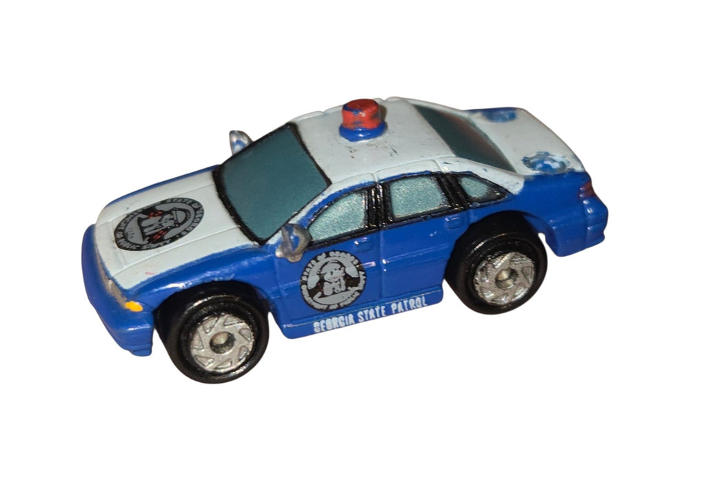 Galoob Micro Machines Georgia State Patrol blue white police car with visible paint wear