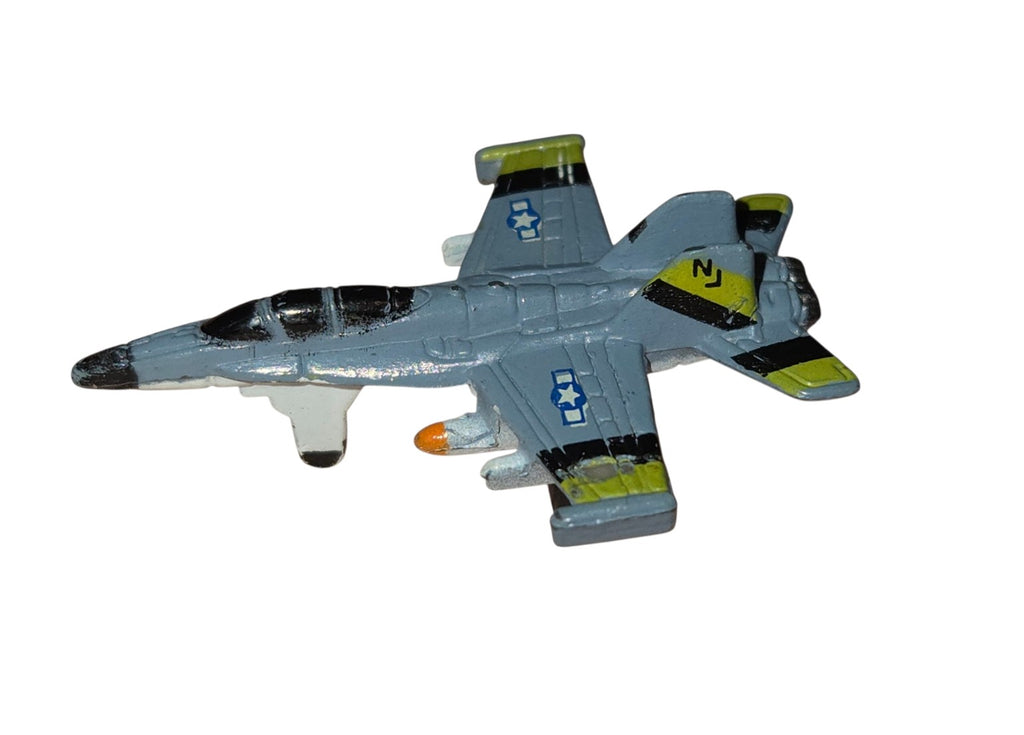 Galoob Micro Machines F-18 Hornet gray jet with yellow black markings and paint wear