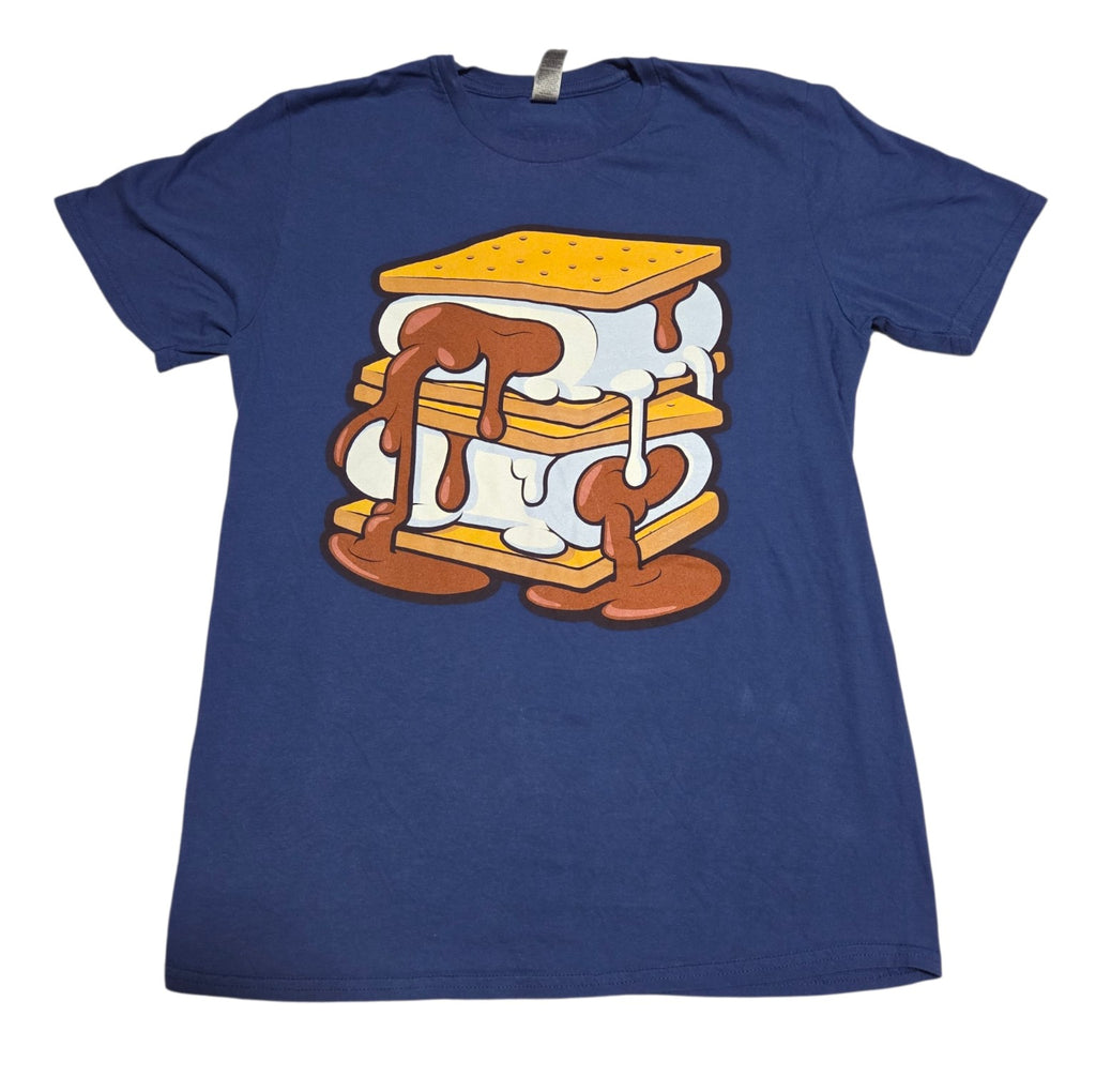 Stuffed Puffs blue Medium T-shirt with large stacked s'mores front graphic