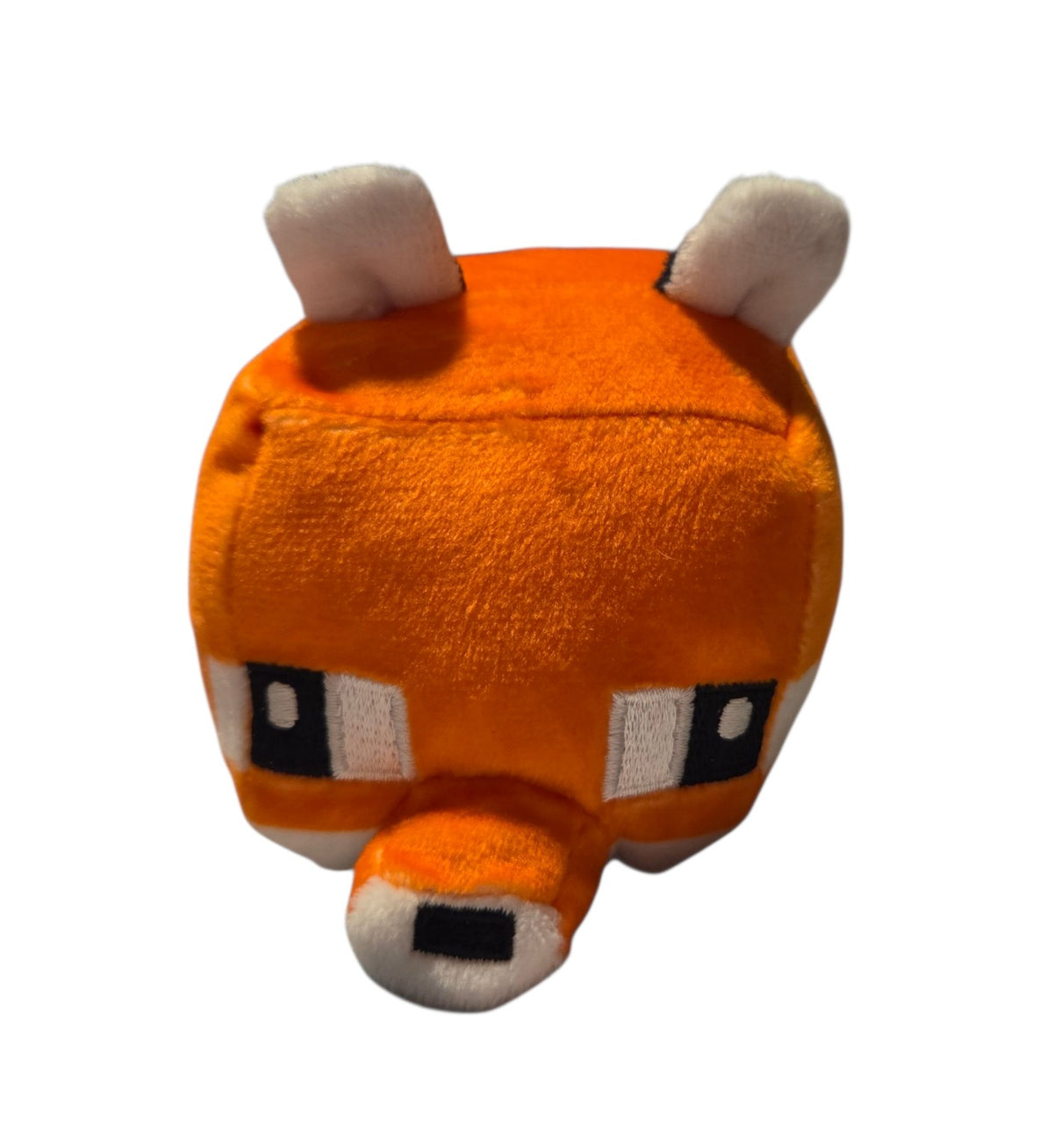 JINX Minecraft fox plush face and embroidered pixel eyes