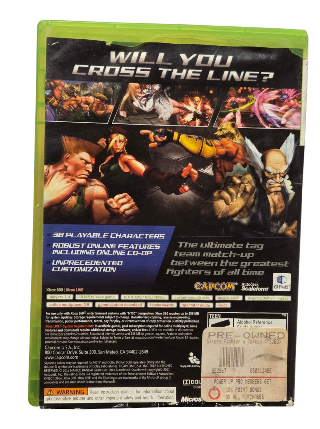 Street Fighter X Tekken Xbox 360 back cover