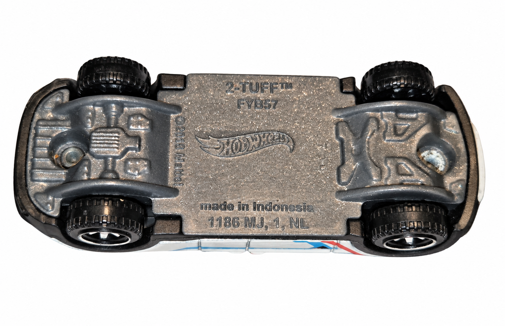 Hot Wheels 2-Tuff white number 7 pickup on white background