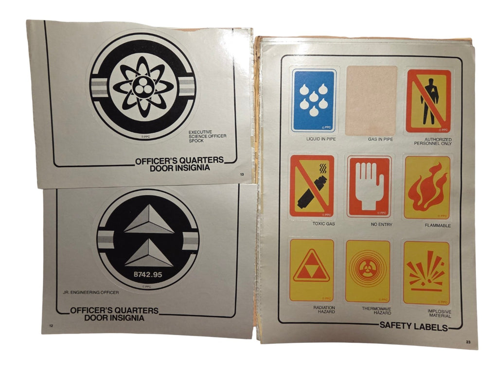 Departmental logos with missing damage repair sticker