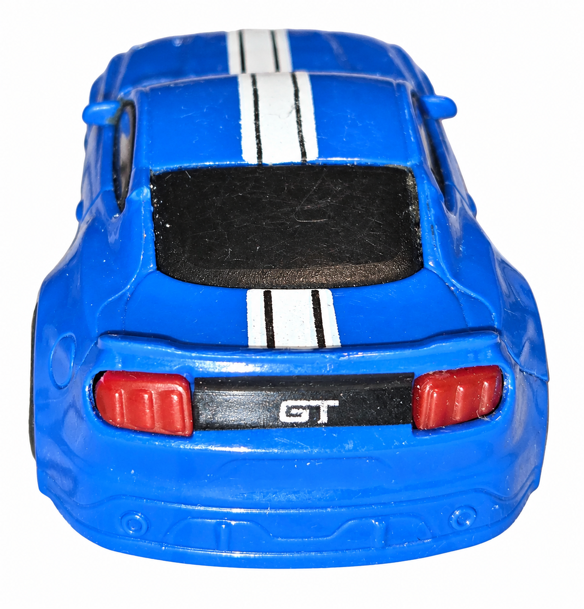 New Bright Nano Racer Mustang blue RC car rear on white background