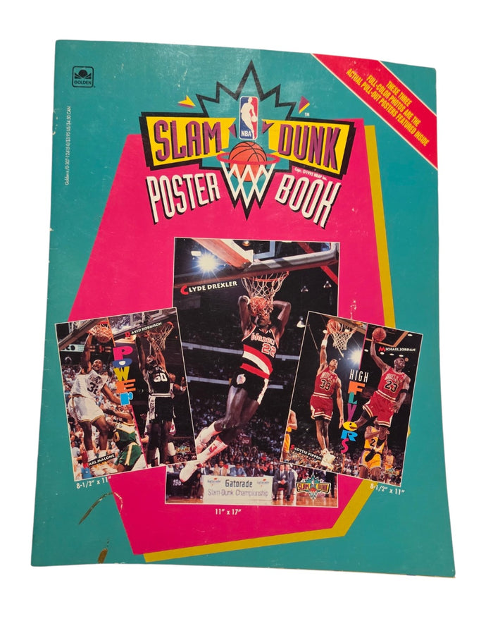 1993 Golden NBA Slam Dunk Poster Book front cover showing scuffs and marks