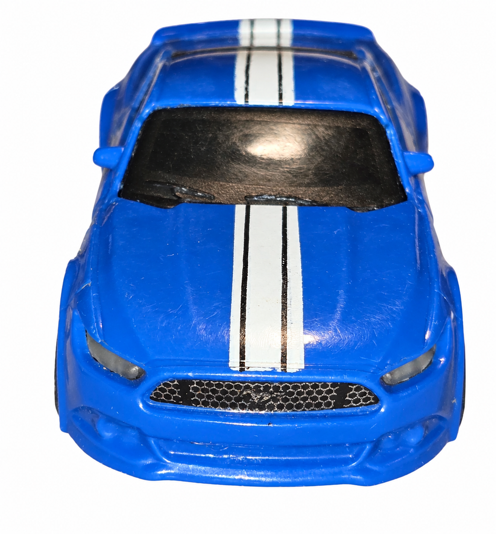 New Bright Nano Racer blue Ford Mustang GT car only on white background