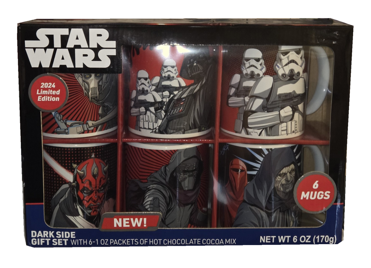 New 2024 Star Wars Dark Side six-mug gift set in original box on white background