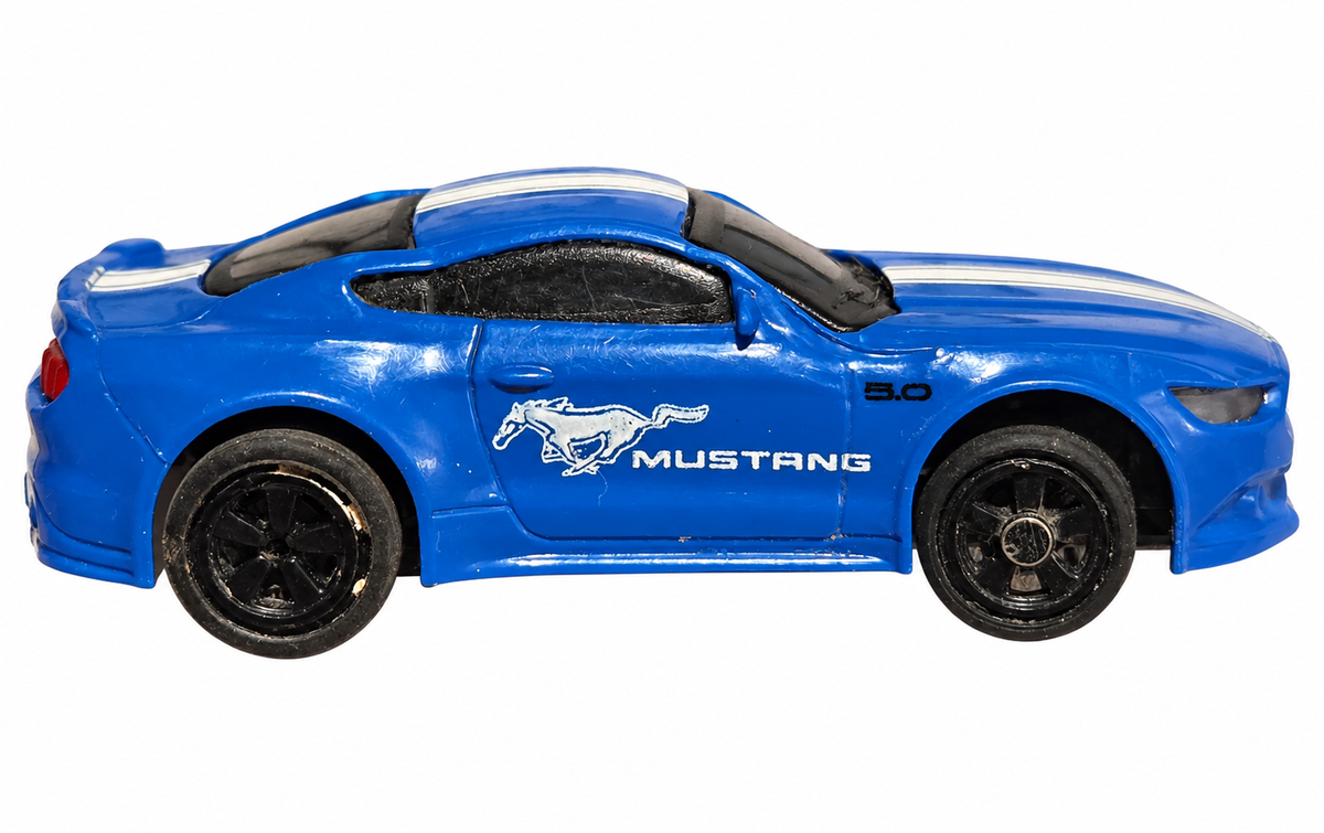 New Bright Nano Racer blue Ford Mustang GT car only on white background