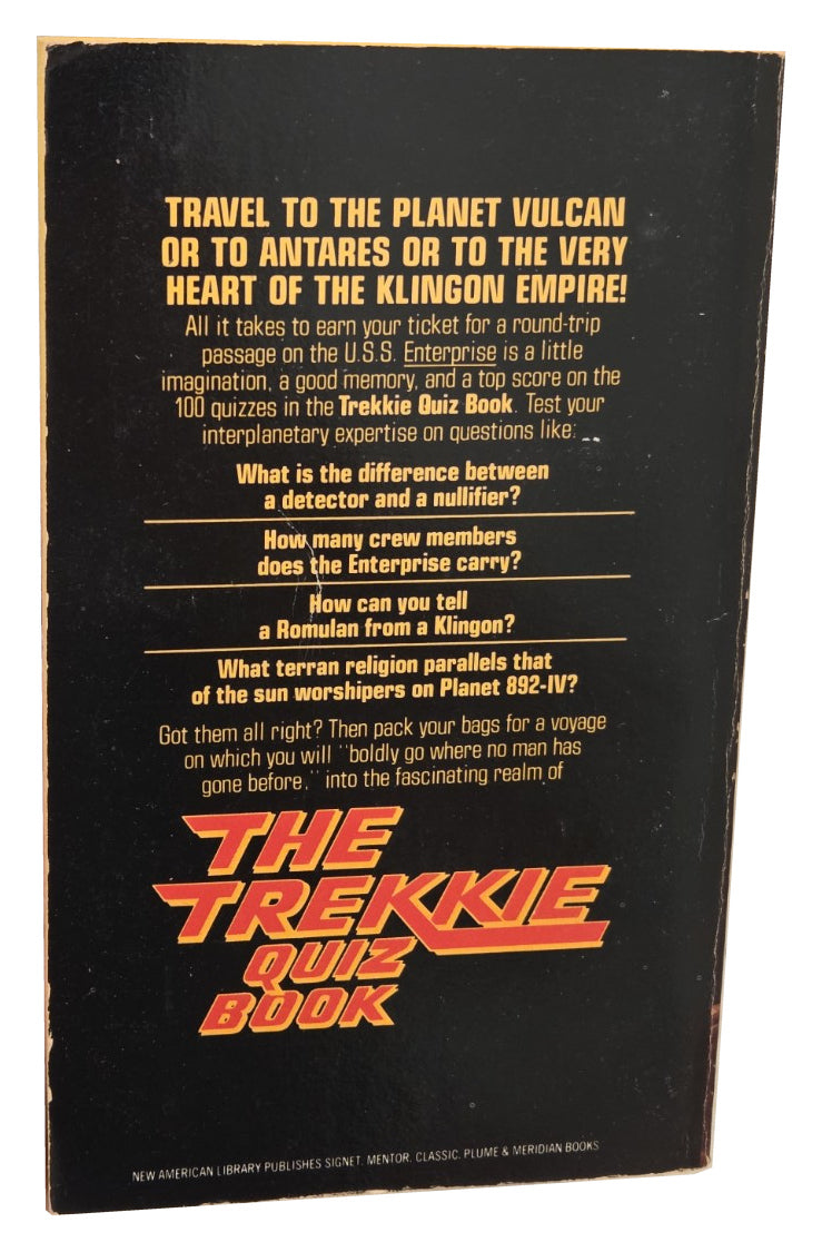 The Trekkie Quiz Book back cover showing original wear on white background
