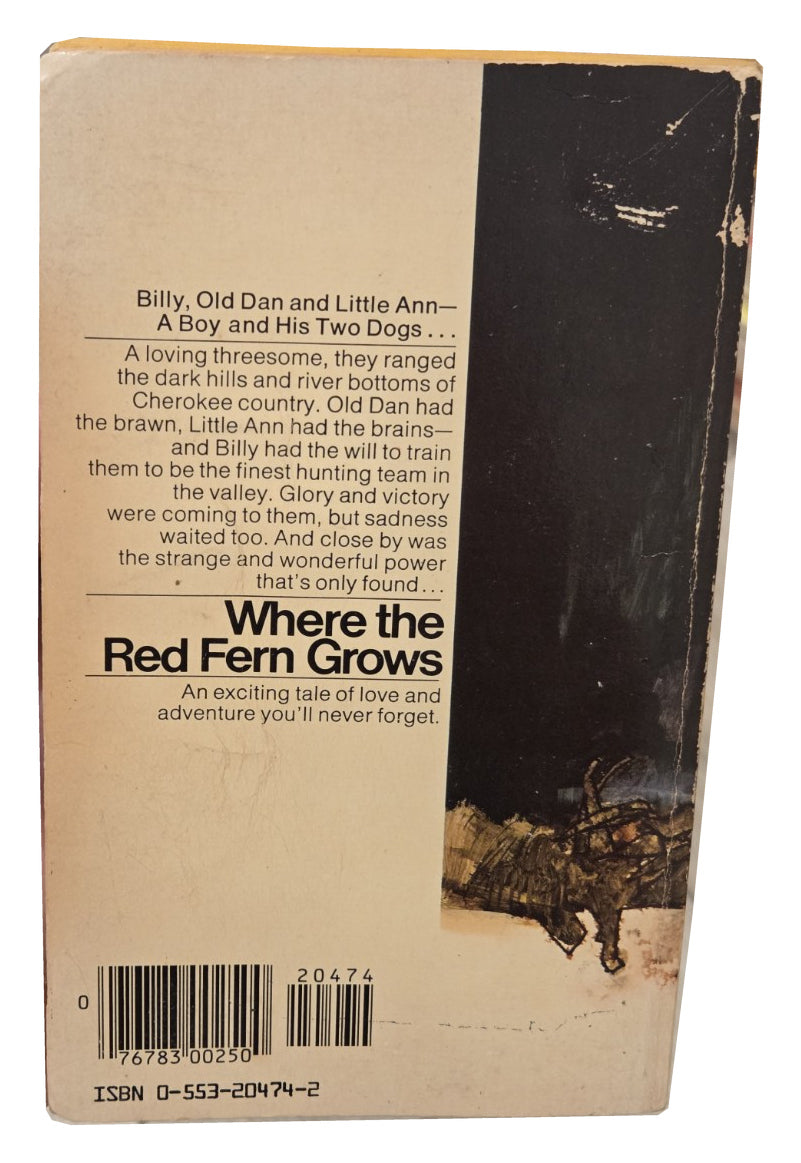 Where the Red Fern Grows Bantam back cover showing original wear and damage on white background