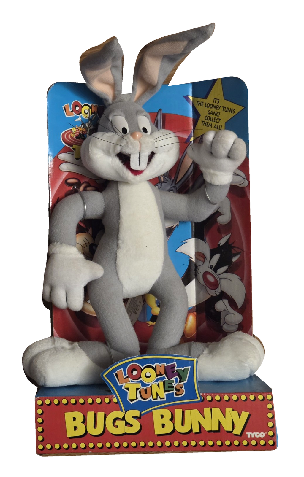1994 Tyco Bugs Bunny plush in original display packaging, front on white background
