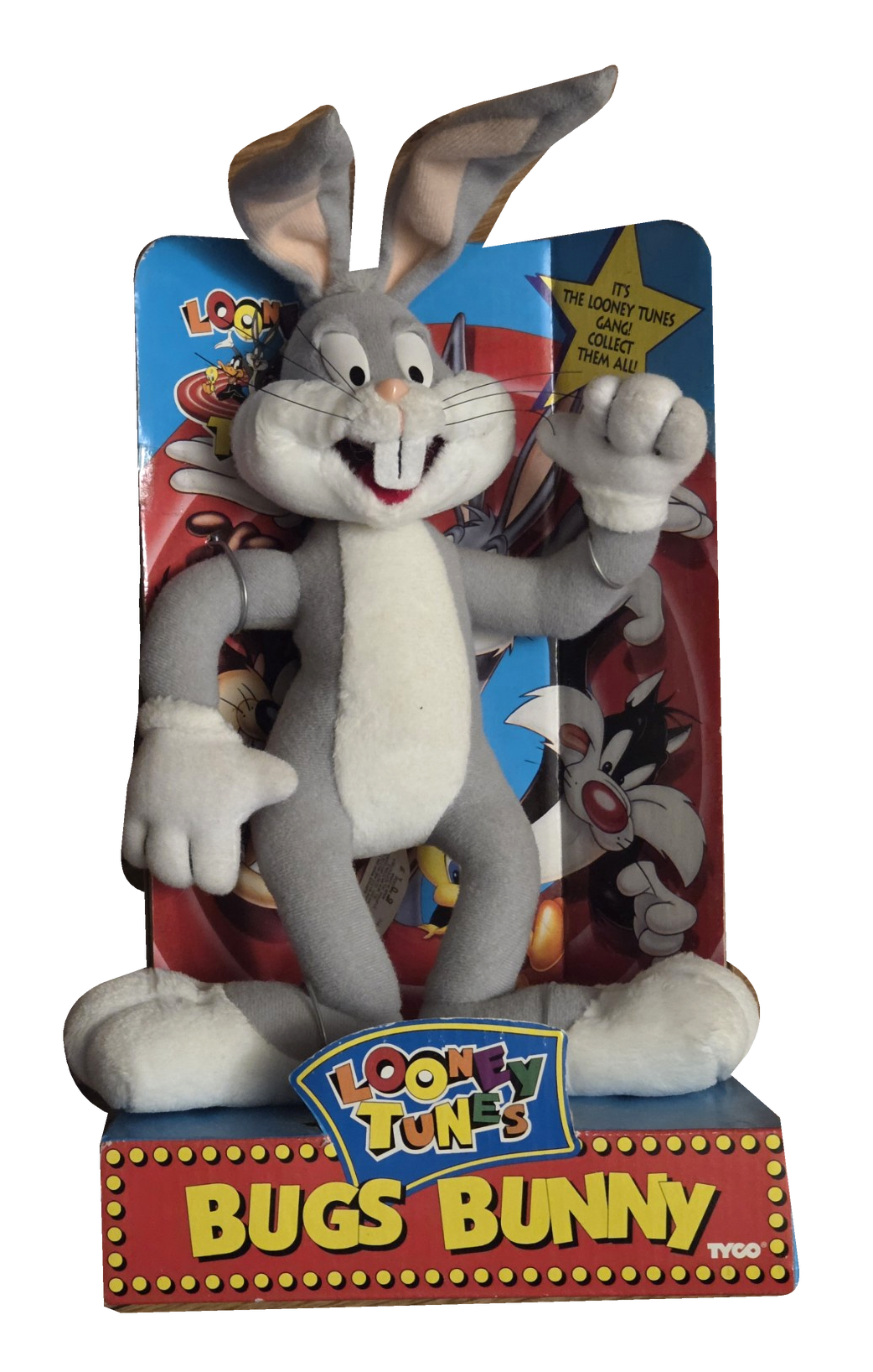 1994 Tyco Bugs Bunny plush in original display packaging, front on white background