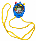 1994 Marvel X-Men Wolverine stopwatch and yellow cord, front view on white
