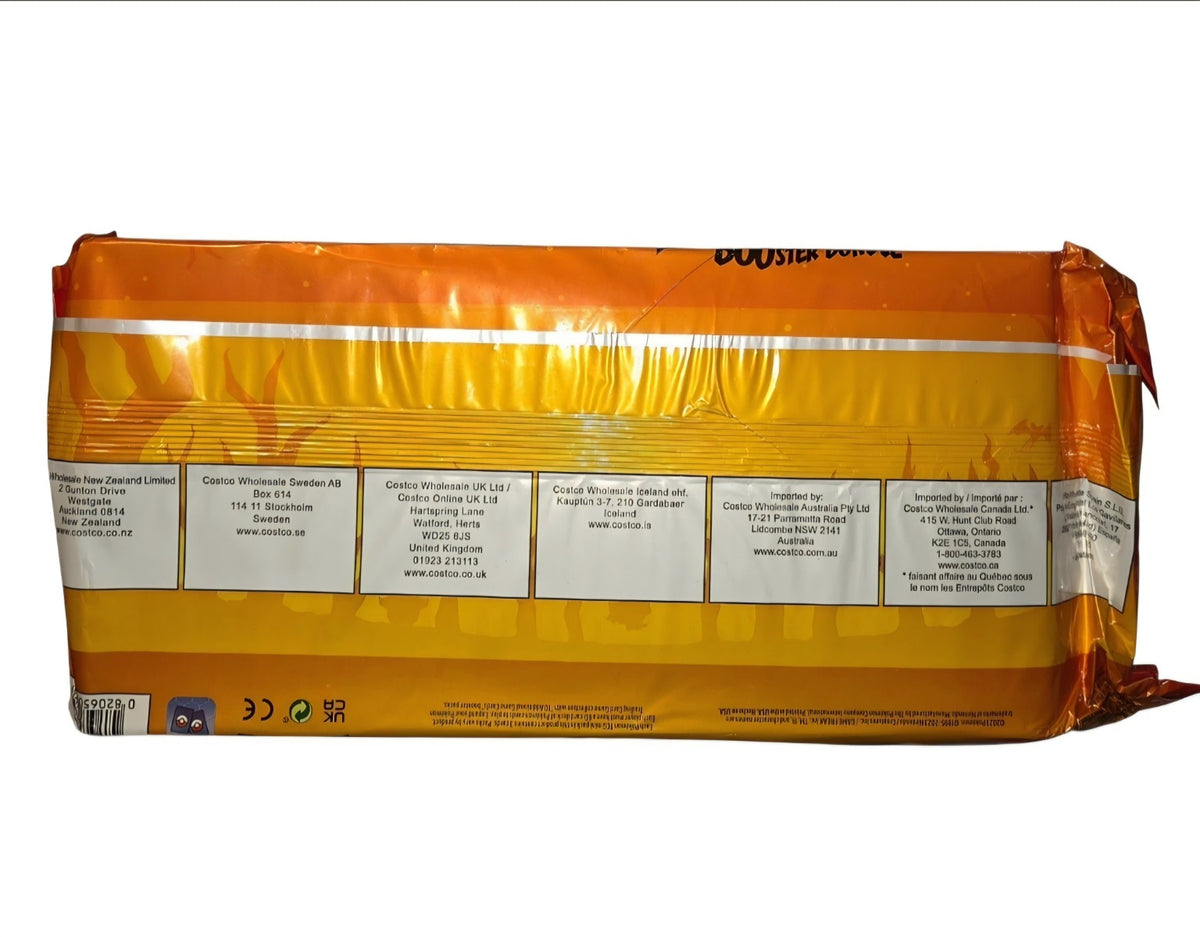 Back of sealed Pokémon Trick or Trade 120-pack Costco booster bundle showing original wrapper and packaging wear