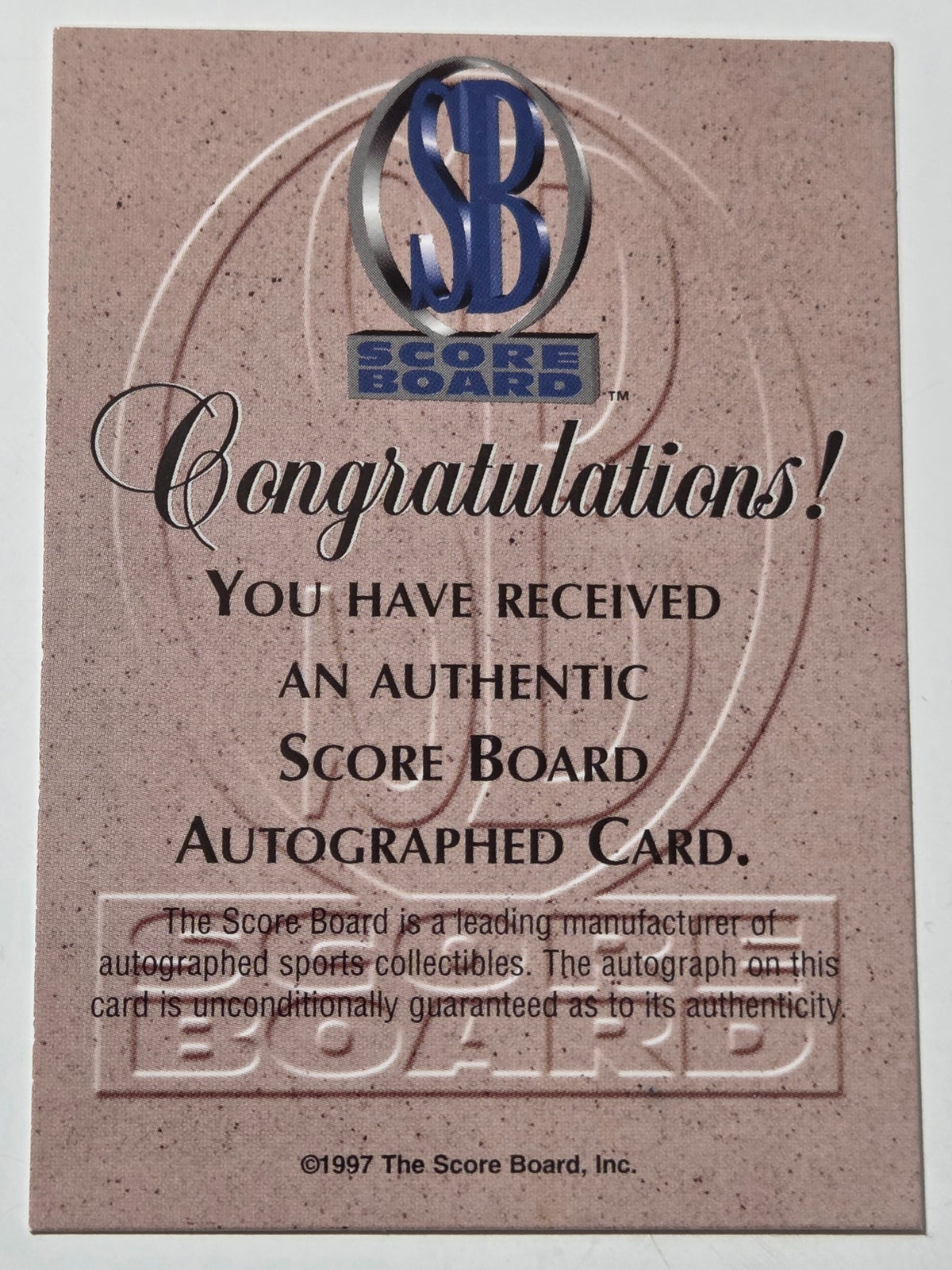 1997 Score Board Visions Signings Stepfret Williams autograph certification back