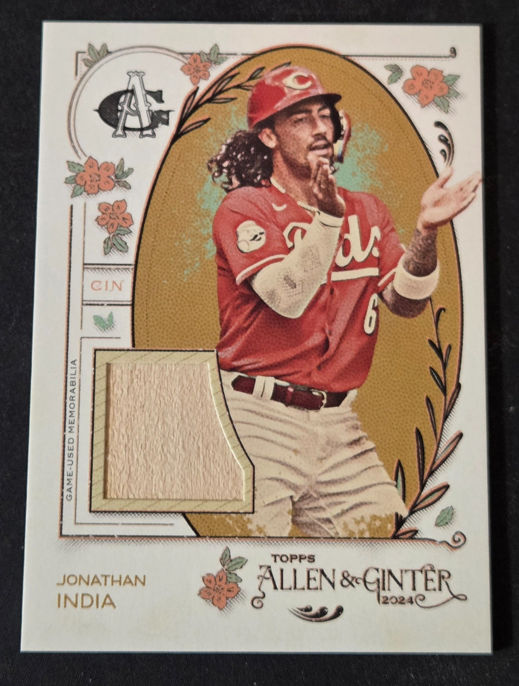 2024 Allen & Ginter Jonathan India AGR-JI Game-Used Bat Relic front