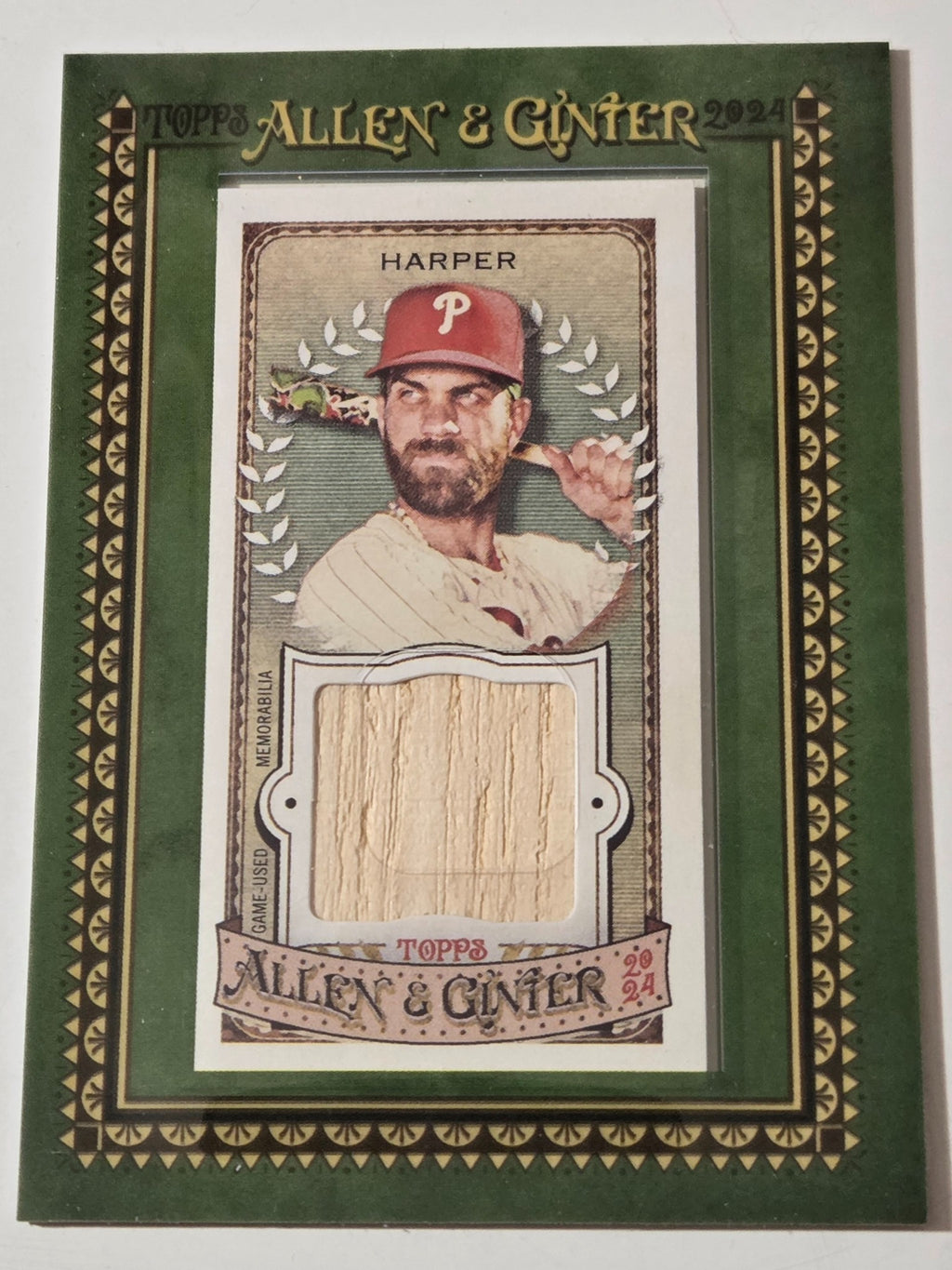2024 Allen & Ginter Bryce Harper MFR-BH Framed Mini Game-Used Bat Relic front