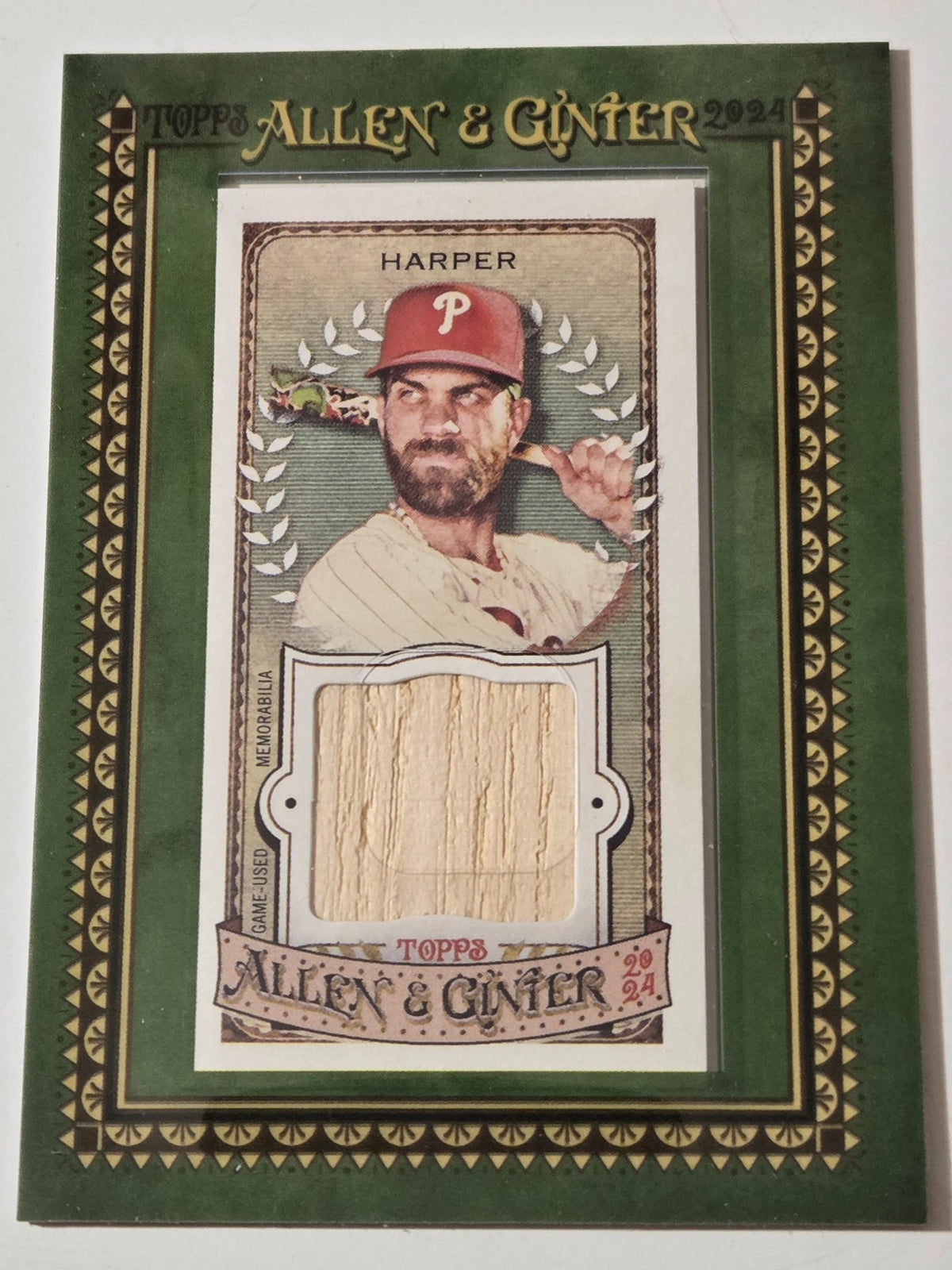 2024 Allen & Ginter Bryce Harper MFR-BH Framed Mini Game-Used Bat Relic front