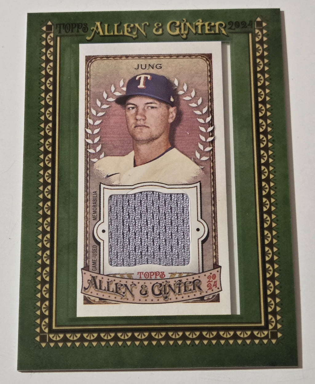 2024 Allen & Ginter Josh Jung MFR-JJ Framed Mini Game-Used Relic front