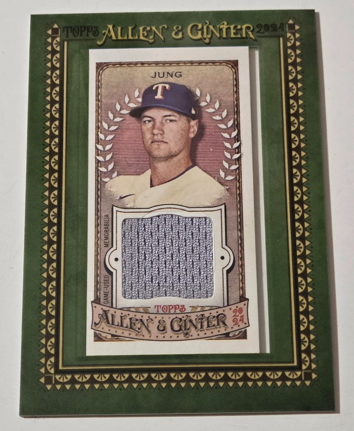 2024 Allen & Ginter Josh Jung MFR-JJ Framed Mini Game-Used Relic front