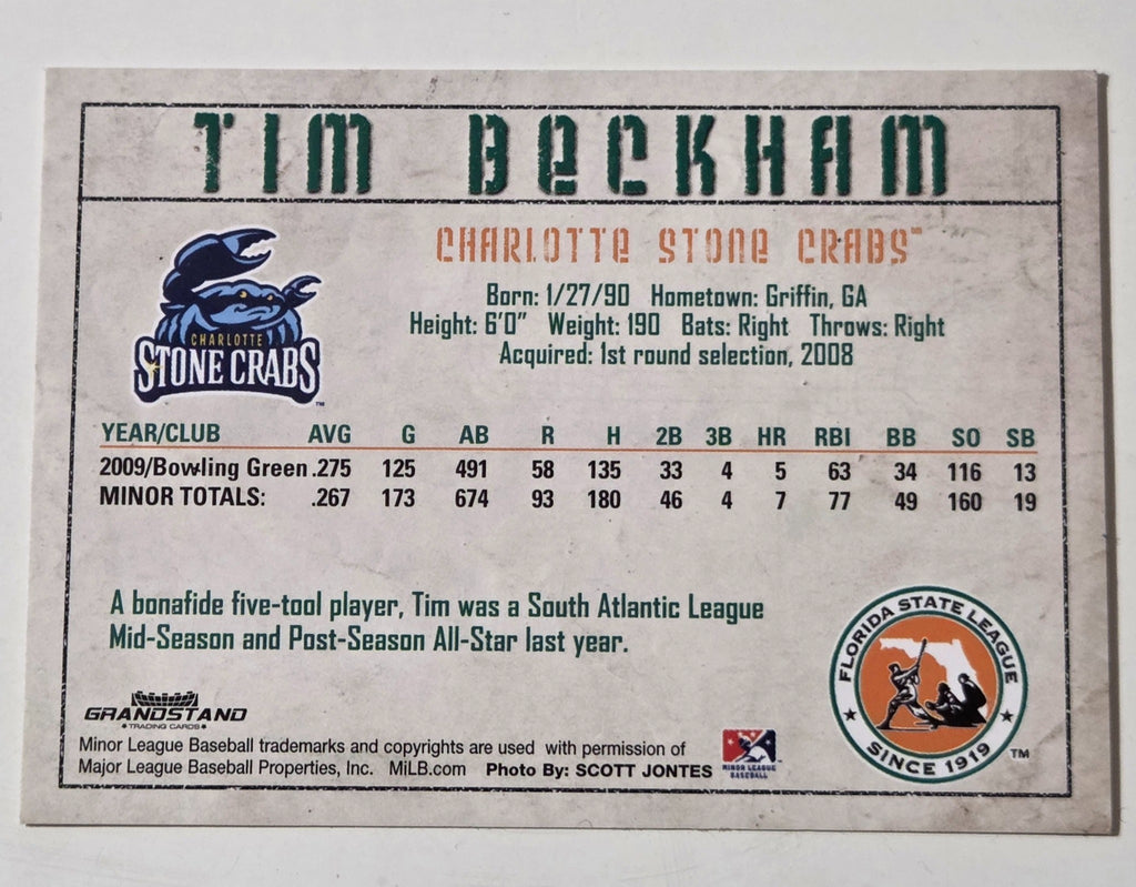2010 Grandstand Tim Beckham  Florida State League Top Prospect back