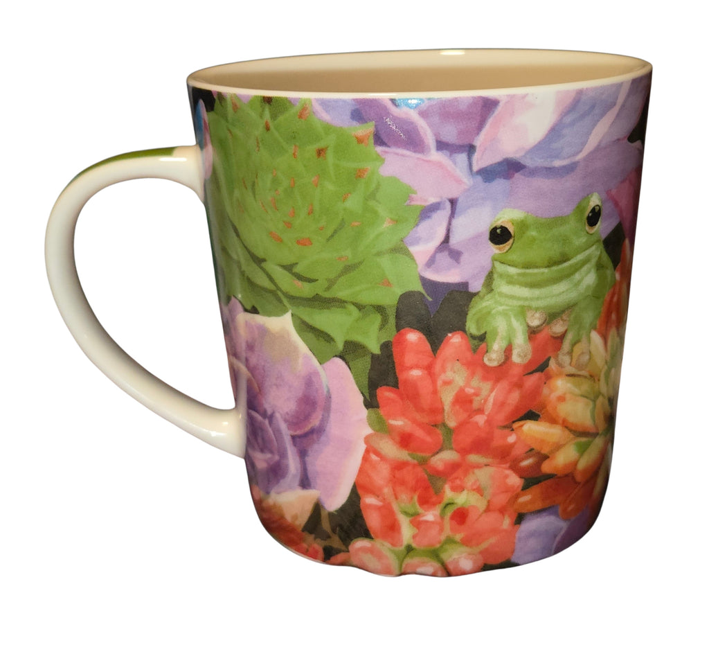 PPD Two Can Art frog and succulent mug opposite side