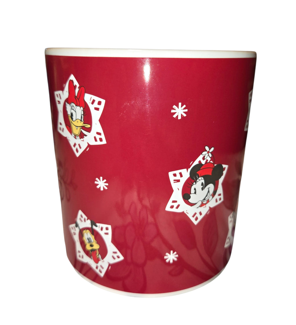 Disney Christmas mug with Daisy Minnie and Pluto snowflake portraits