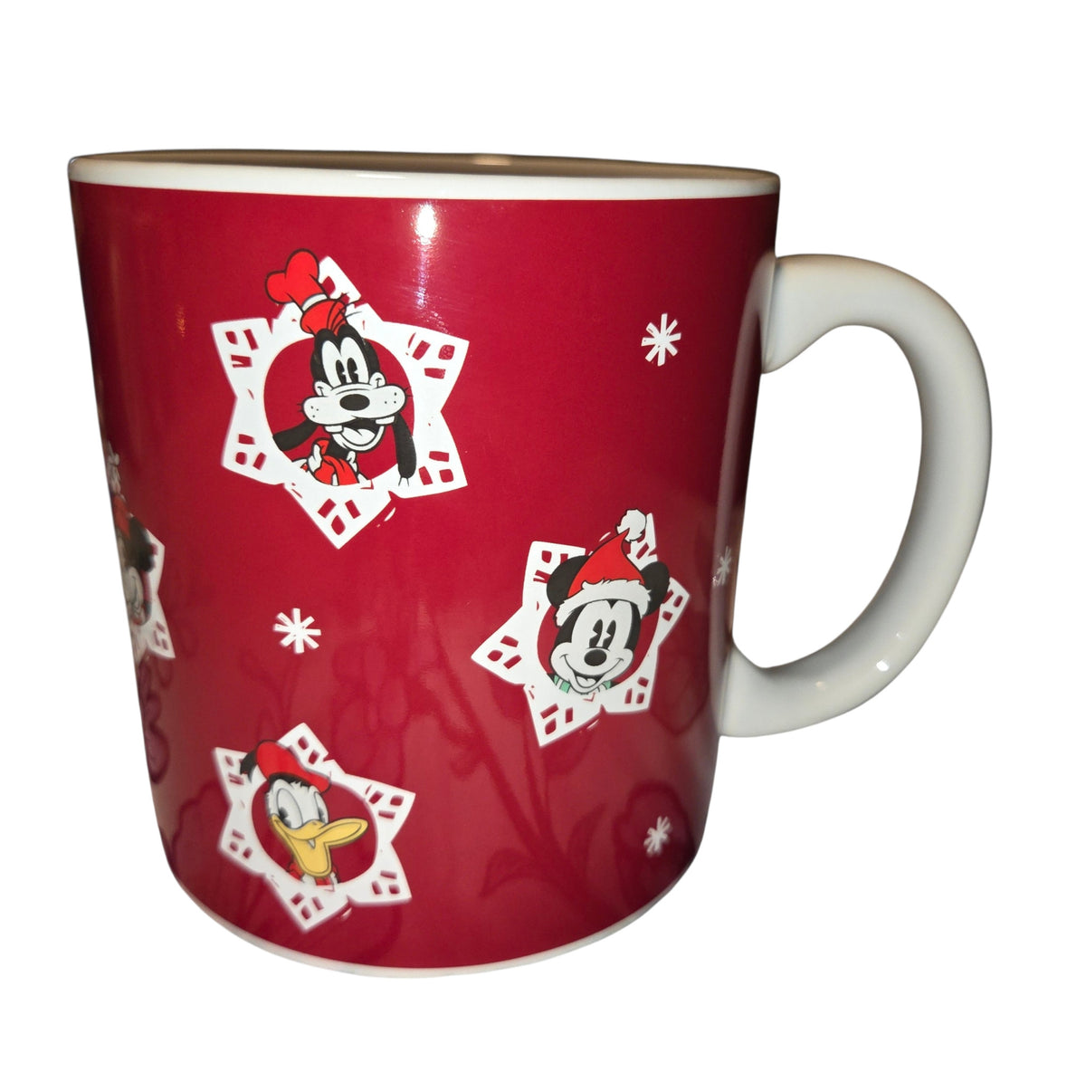 Disney red Christmas mug opposite side and white handle