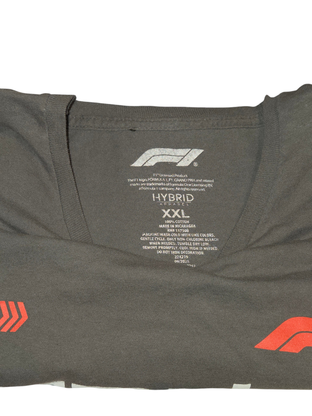 Formula 1 Hybrid Apparel XXL label 100 percent cotton