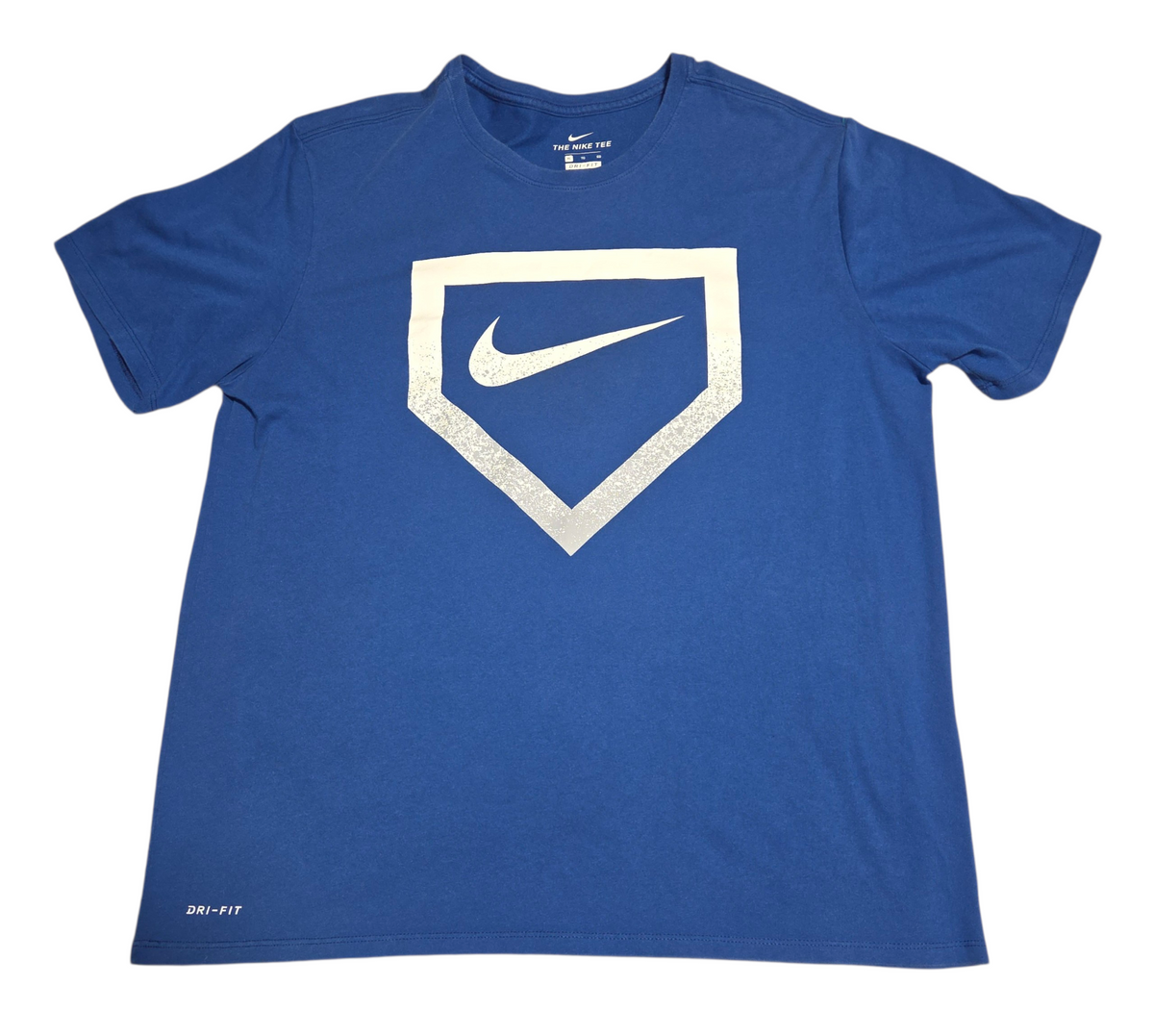 Nike Dri-FIT blue home plate Swoosh graphic T-shirt front