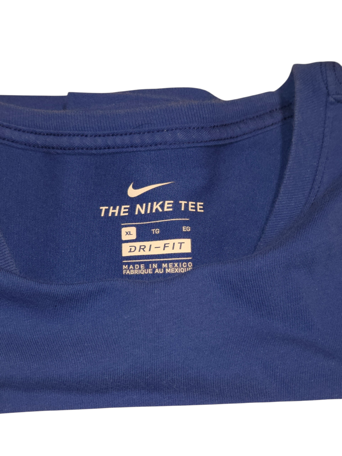 The Nike Tee Dri-FIT XL label made in Mexico