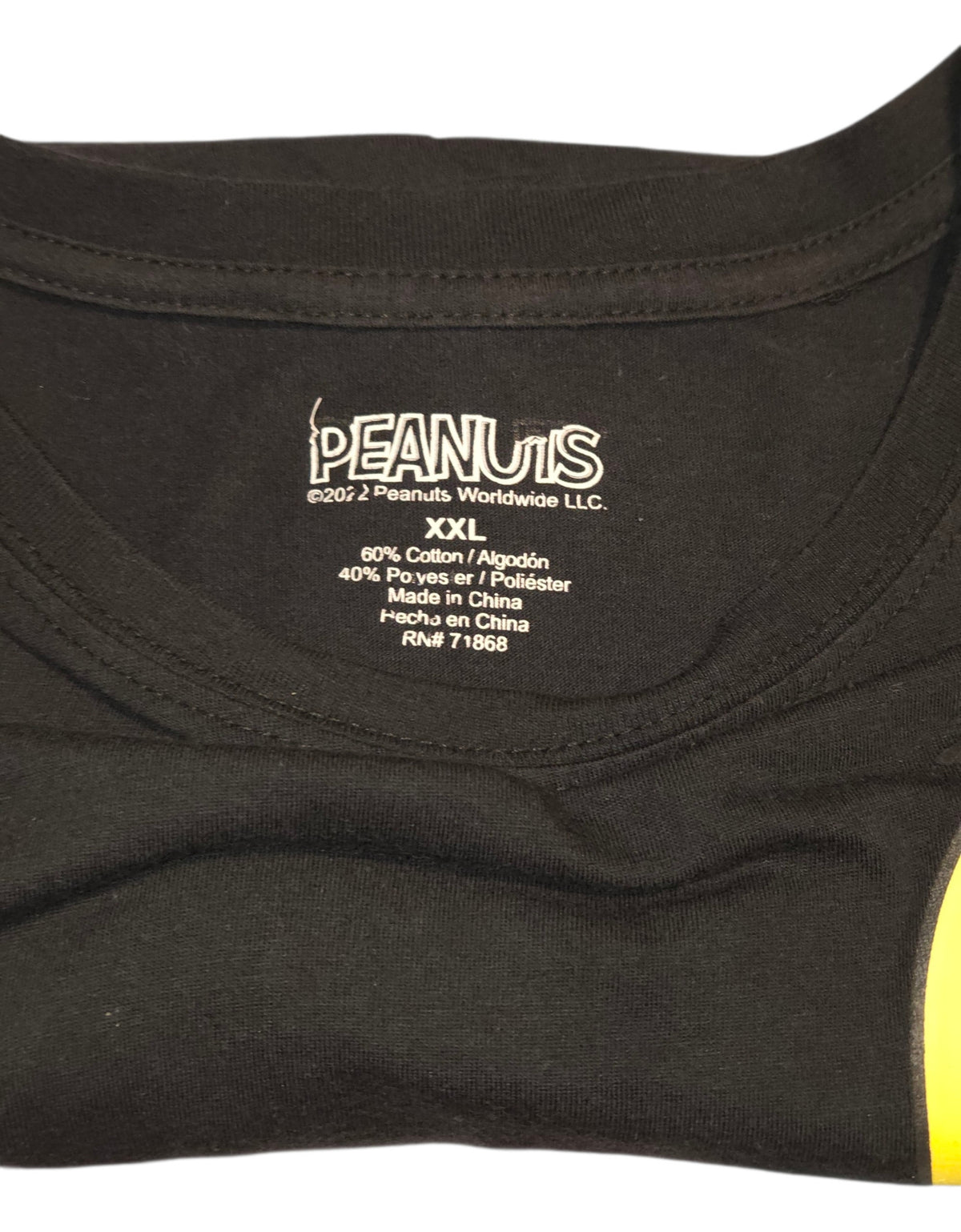 Peanuts shirt XXL label with 60 percent cotton 40 percent polyester fabric