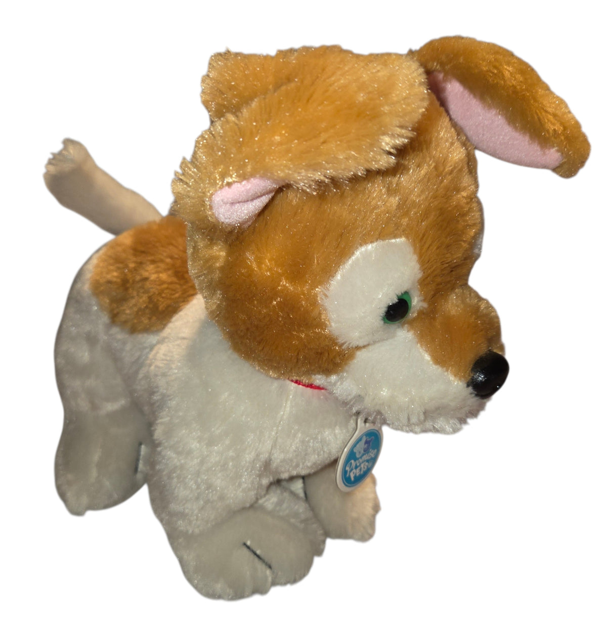 Build-A-Bear Promise Pets brown and white terrier plush with red collar front