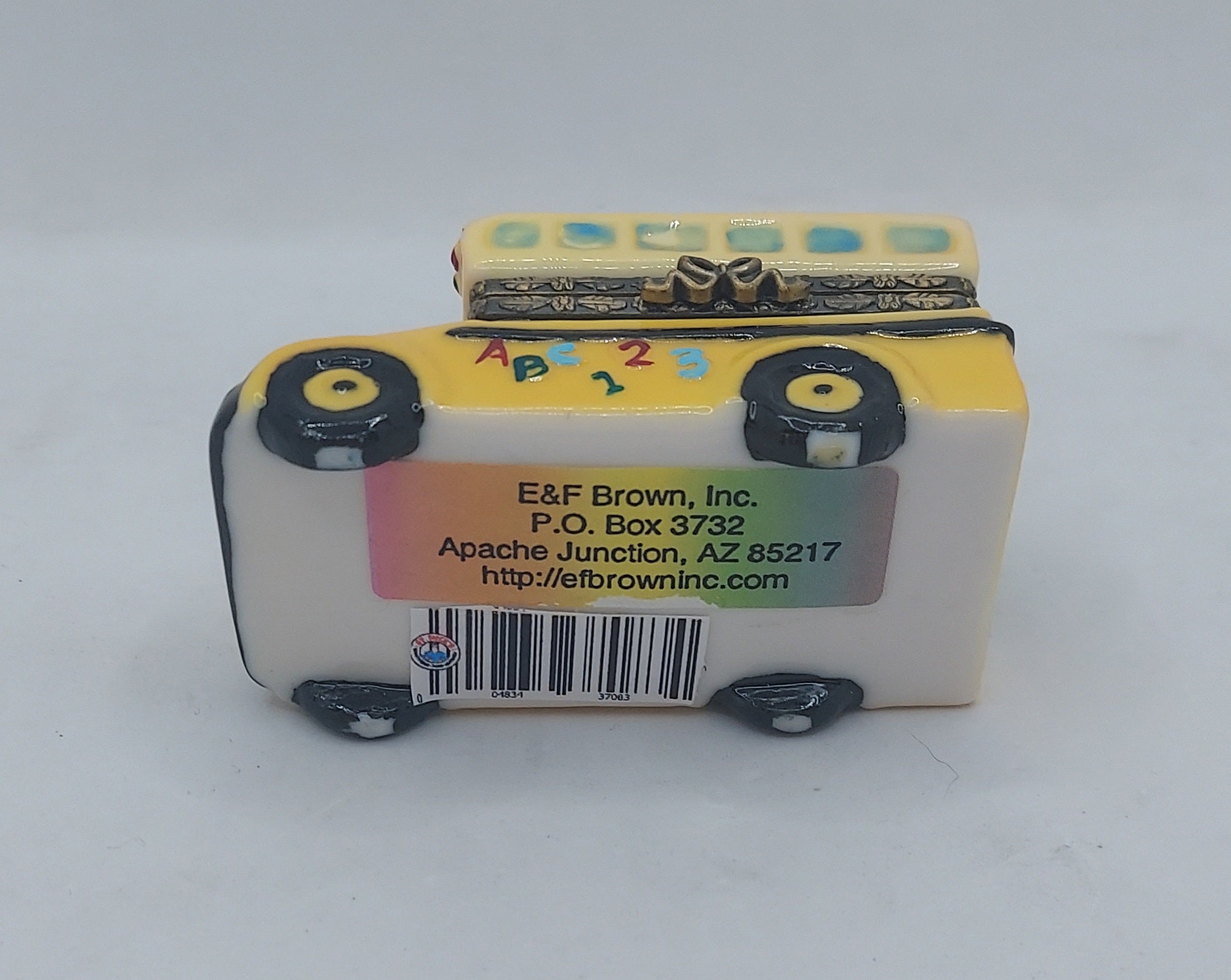 E&F Brown School Bus Ceramic Trinket Box image 4