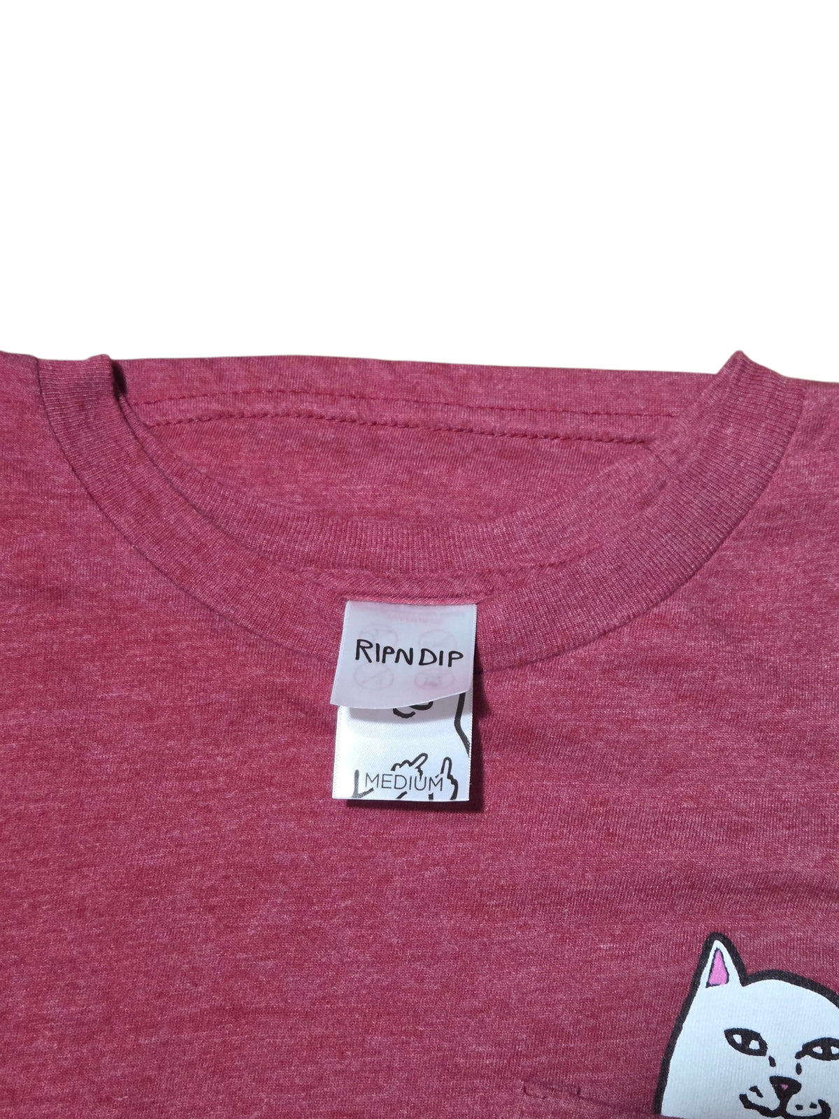 RIPNDIP Lord Nermal Pocket Tee Maroon Red Crewneck Short Sleeve T-Shirt Medium image 3