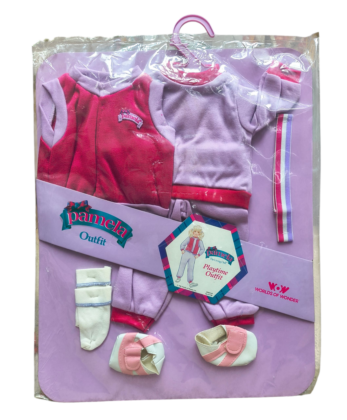 1986 Worlds of Wonder Pamela Doll Playtime Outfit Jogging Pink Purple